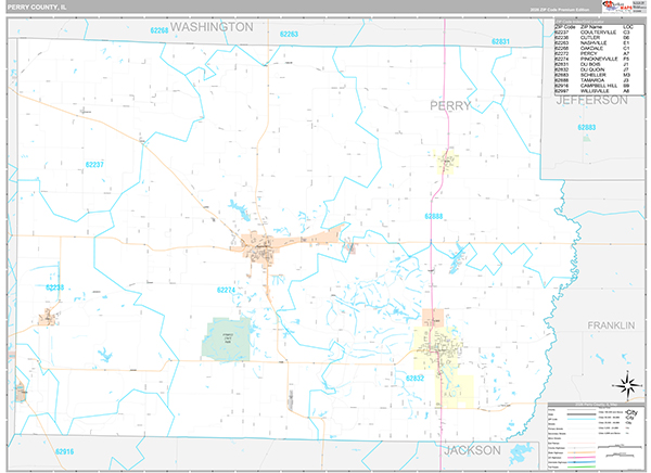 Perry County, IL Zip Code Map