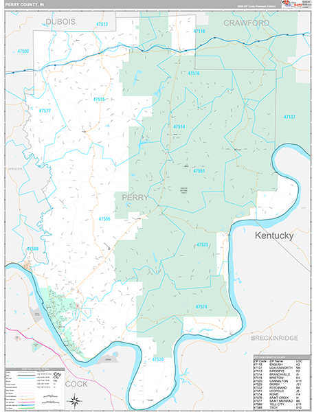 Perry County, IN Zip Code Map
