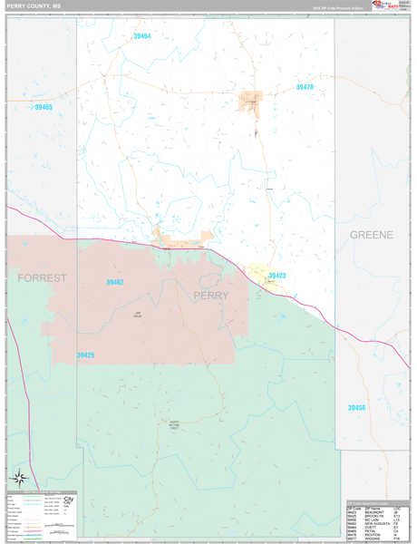 Perry County, MS Wall Map Premium Style