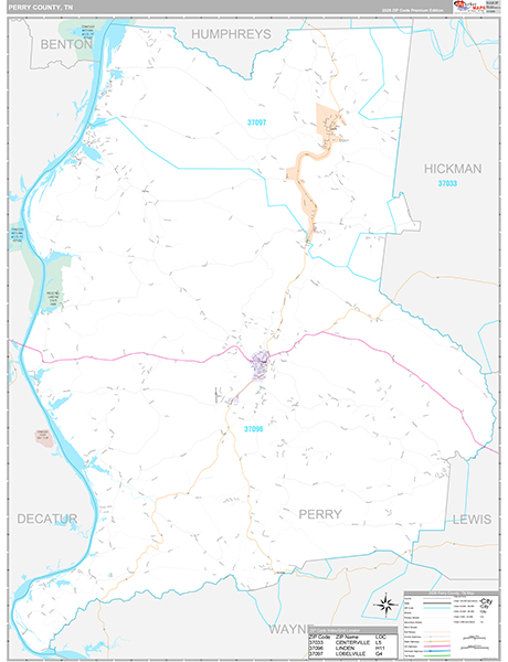 Perry County, TN Zip Code Map