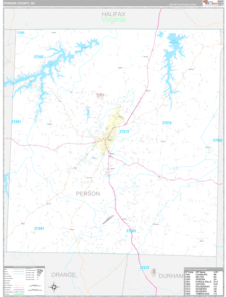 Person County, NC Zip Code Map