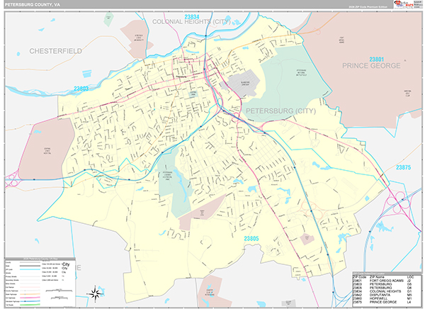 Petersburg County, VA Wall Map