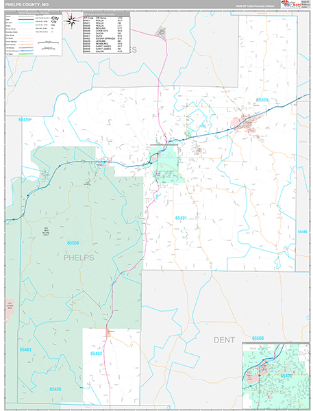 Phelps County, MO Wall Map