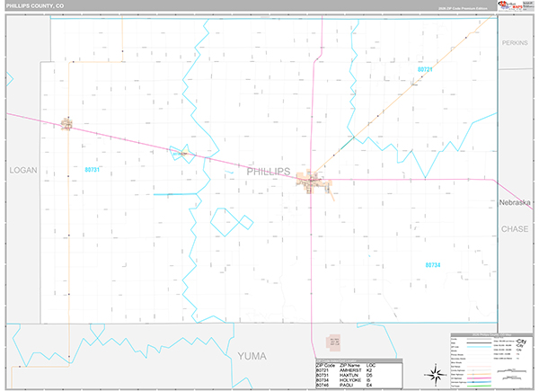 Phillips County, CO Zip Code Map