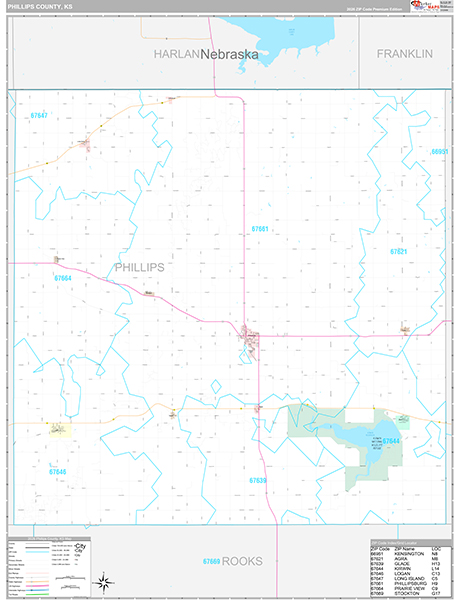 Phillips County, KS Wall Map