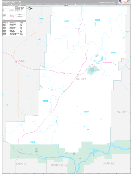 Phillips County, MT Wall Map