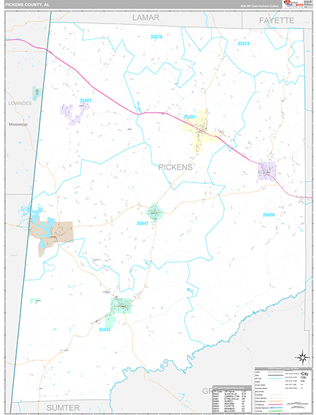 Pickens County, AL Wall Map