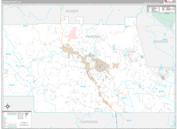 Pickens County, GA Zip Code Map