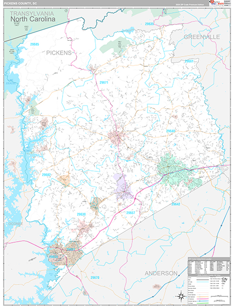 Pickens County, SC Wall Map