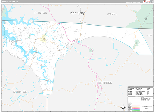 Pickett County, TN Zip Code Map