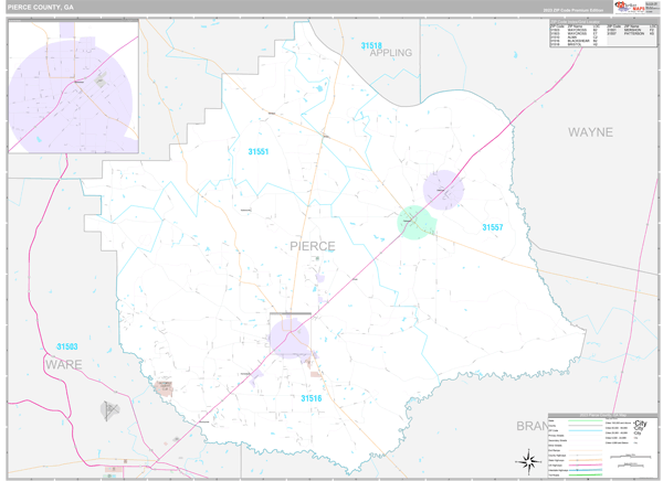 Pierce County, GA Zip Code Map