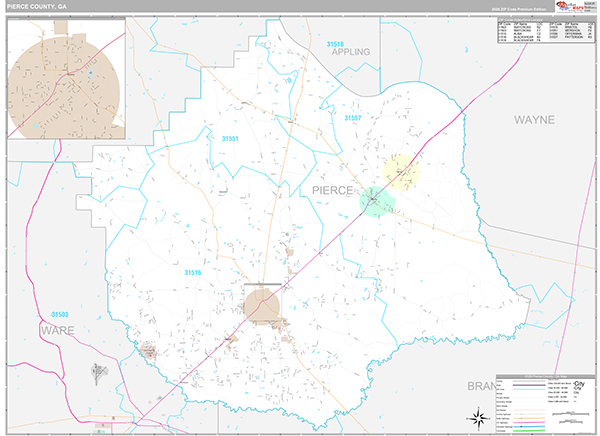 Pierce County, GA Zip Code Map