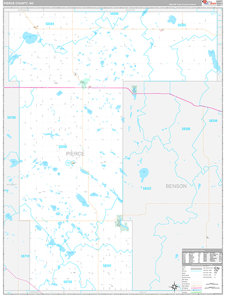 Pierce County, ND Wall Map Premium Style