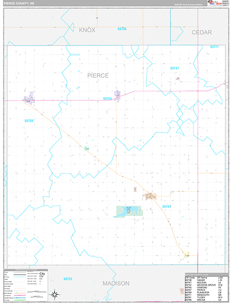 Pierce County, NE Zip Code Map