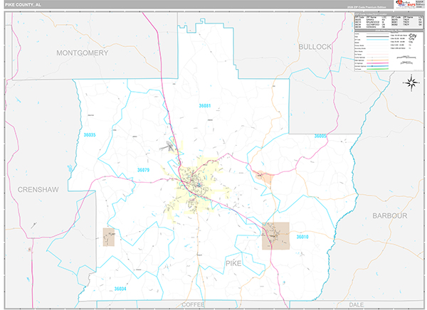 Pike County, AL Zip Code Map