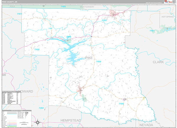 Pike County, AR Zip Code Map