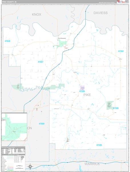 Pike County, IN Map Premium Style