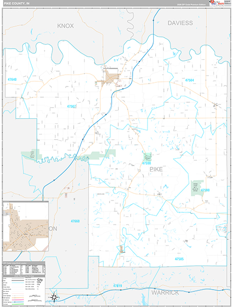 Pike County, IN Zip Code Map