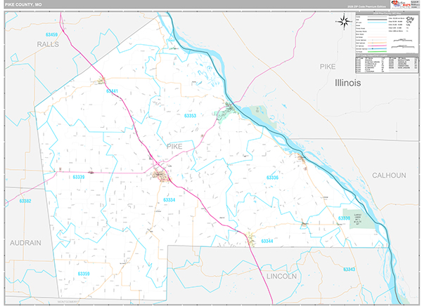 Pike County, MO Map Premium Style
