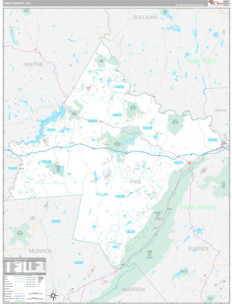 Pike County, PA Wall Map Premium Style