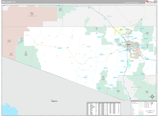 Pima County, AZ Wall Map