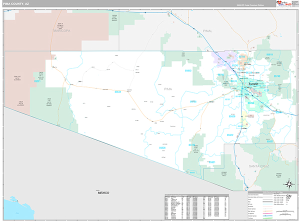Pima County, AZ Zip Code Map