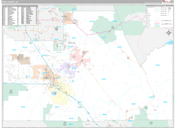 Pinal County, AZ Zip Code Map