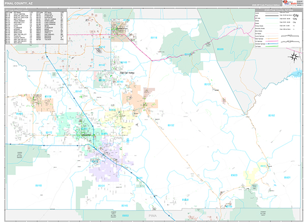 Pinal County, AZ Zip Code Map