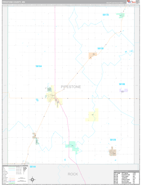 Pipestone County, MN Wall Map Premium Style