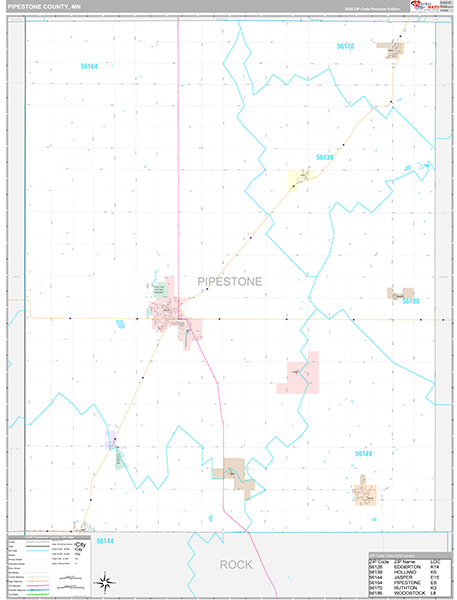 Pipestone County, MN Wall Map