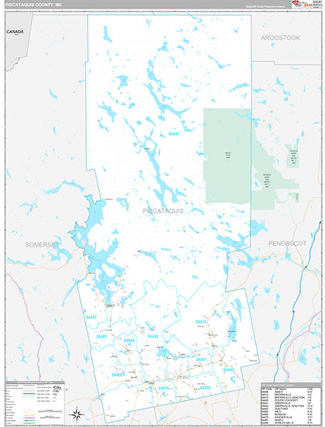 Piscataquis County, ME Wall Map Premium Style
