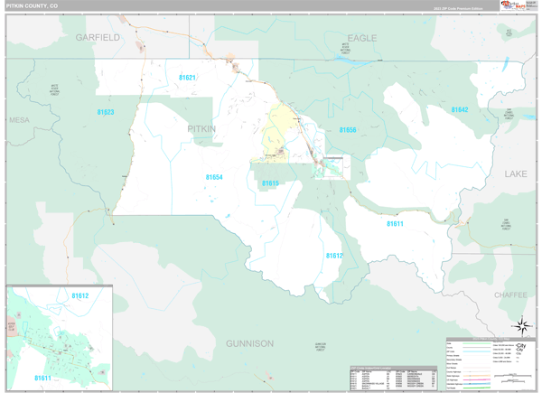 Pitkin County Wall Map Premium Style