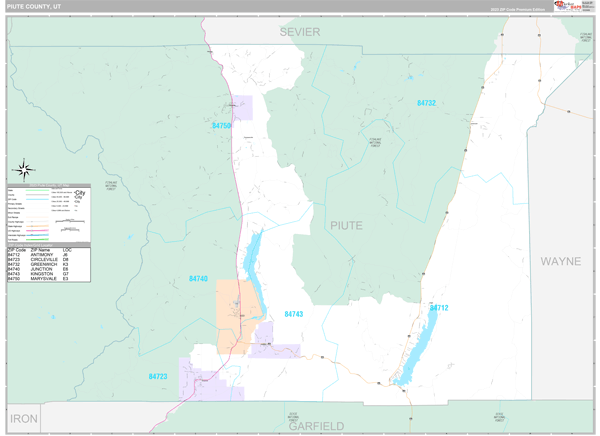 Piute County, UT Wall Map