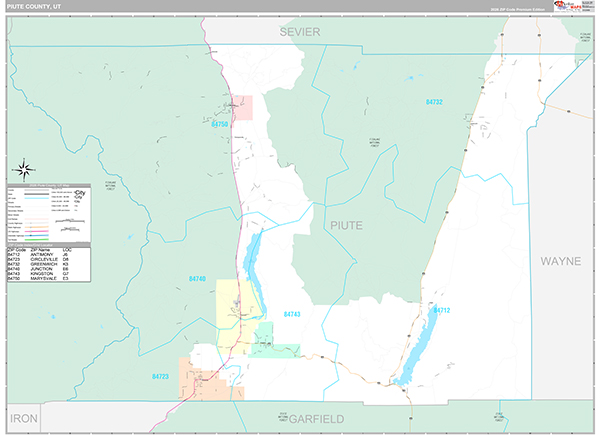 Piute County, UT Zip Code Map