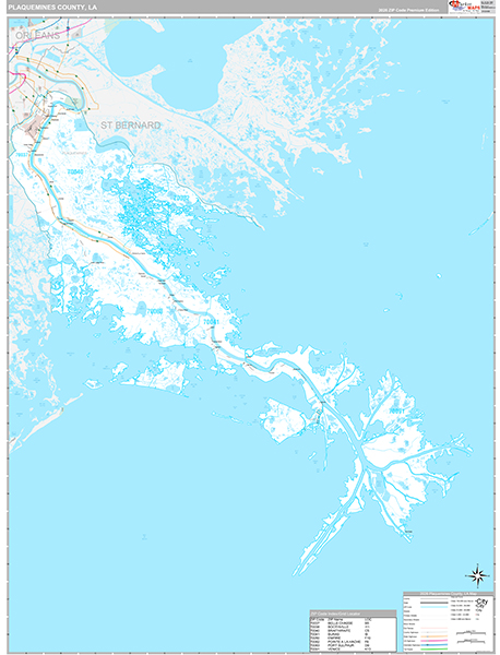 Plaquemines County, LA Wall Map