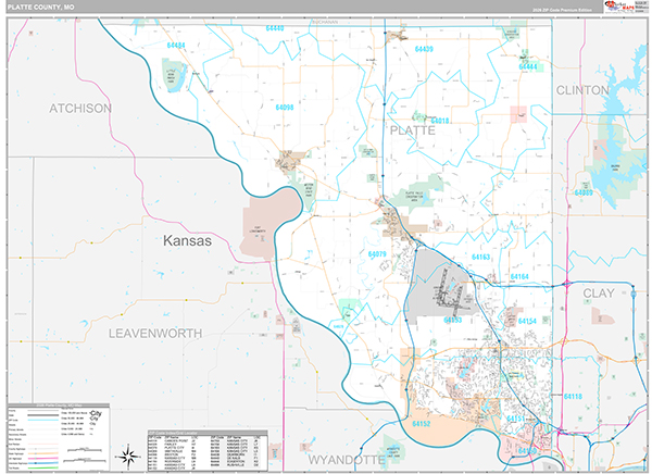 Platte County Wall Map Premium Style