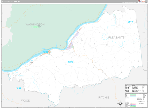 Pleasants County Wall Map Premium Style