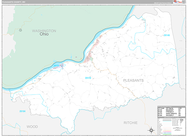 Pleasants County, WV Zip Code Map