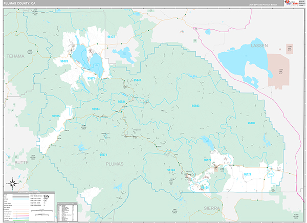 Plumas County, CA Map Premium Style