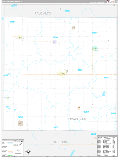 Pocahontas County, IA Wall Map Premium Style