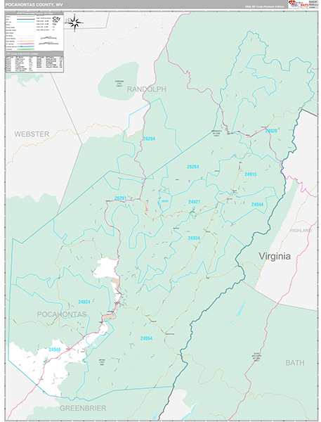 Pocahontas County, WV Zip Code Map