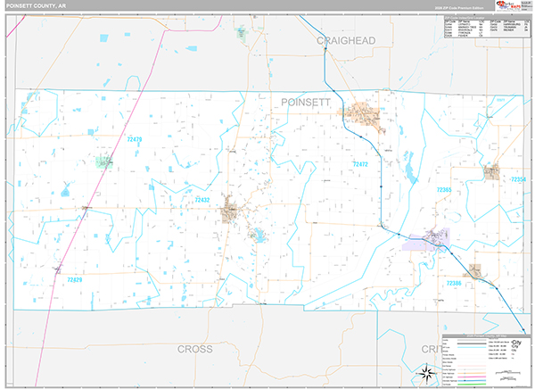 Poinsett County, AR Zip Code Map