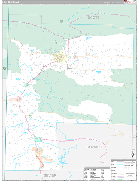 Polk County, AR Zip Code Map