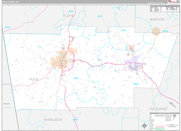 Polk County, GA Zip Code Map