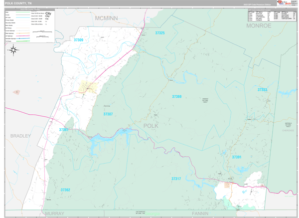 Polk County, TN Wall Map