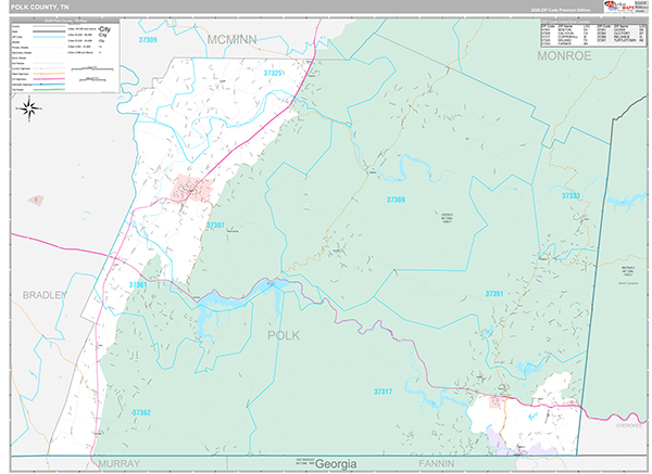 Polk County, TN Zip Code Map