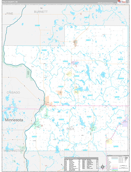Polk County, WI Wall Map