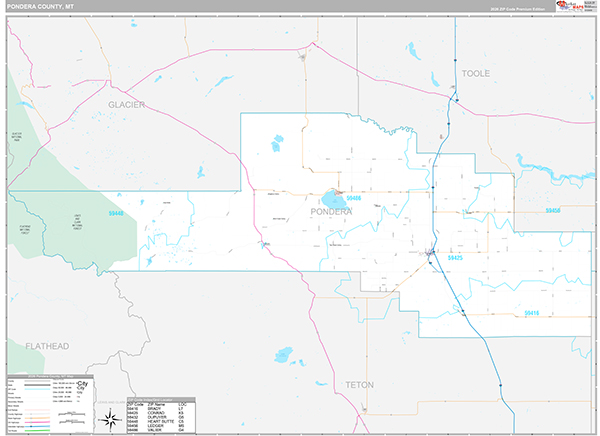 Pondera County, MT Wall Map