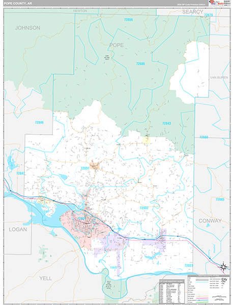 Pope County, AR Zip Code Map