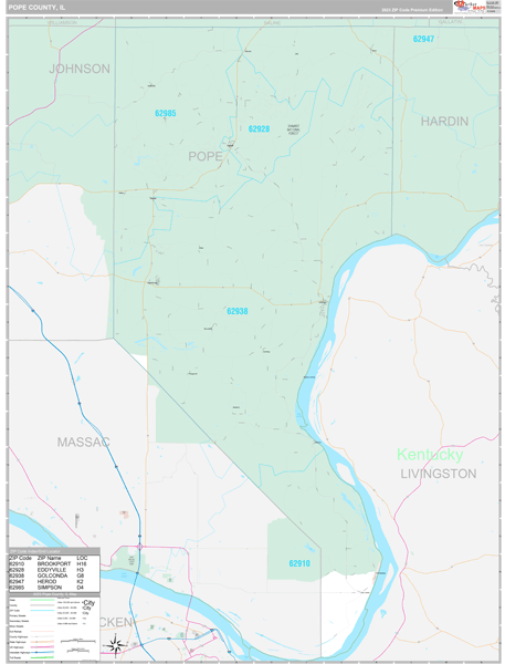 Pope County, IL Wall Map